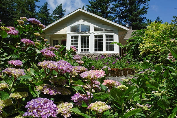 ranch house with plants and flowers -ranch remodel cottage