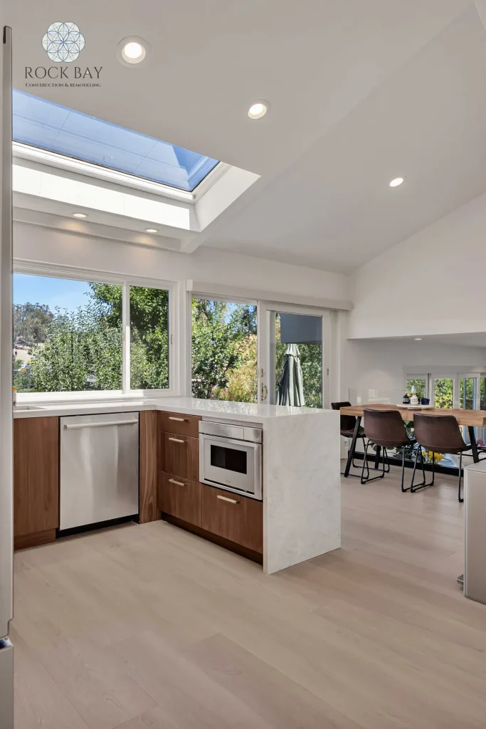 Kitchen remodel skylight island dining space